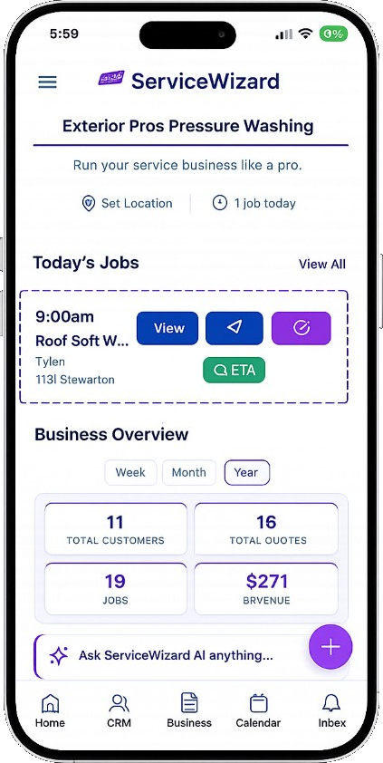 ServiceBear home dashboard