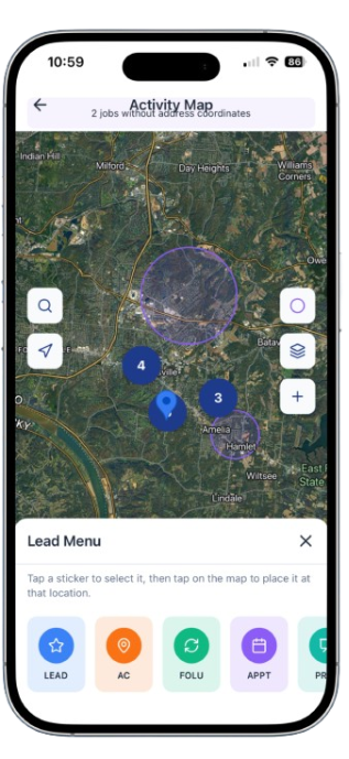 ServiceBear field activity map for service business routes